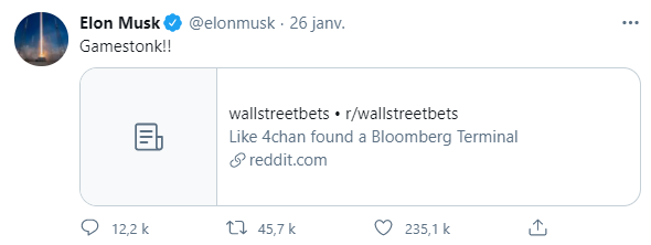 Gamestonk ! Tout est dit par Elon Musk, visé lui aussi par les hedge funds