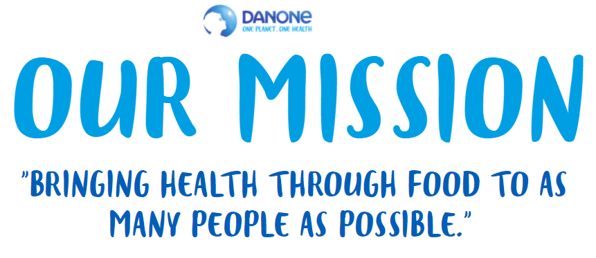 Nom : slogan de la mission de Danone / Description : slogan écrit en bleu
